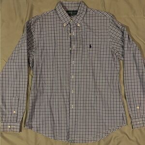 Ralph Lauren Classic Fit Long Sleeve Blue Plaid with Pink
